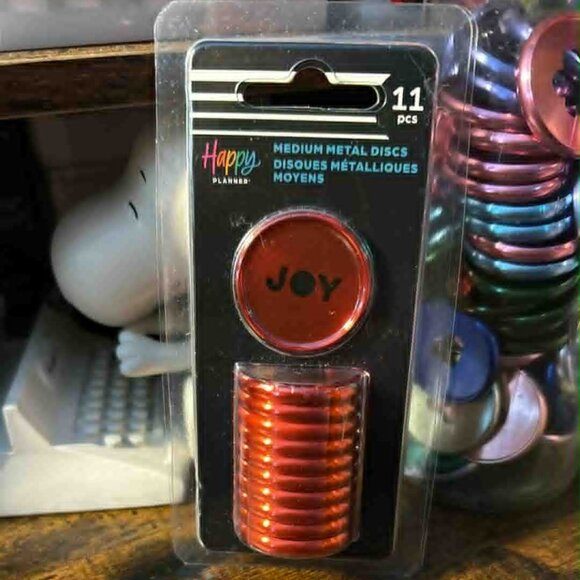 Happy Planner Medium - Classic Metal Xmas red JOY discs - NEW - Picture 1 of 2
